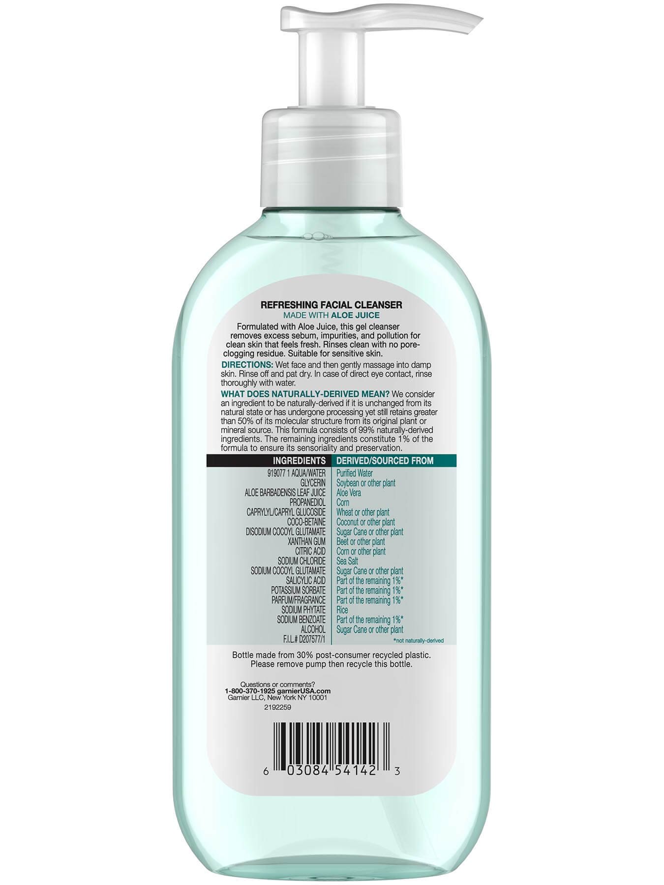 Garnier SkinActive Refreshing Facial Wash with Aloe - Removes excess sebum, impurities, and pollution for clean skin that feels fresh